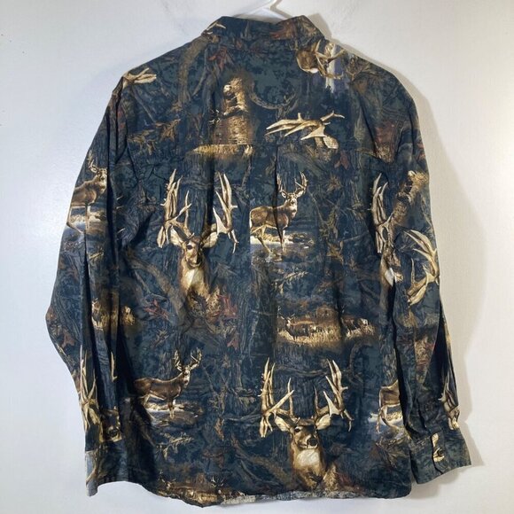 Mens Legacy Falls Hunting Shirt Buck Deer Button Long Sleeve M Black Brown - Picture 2 of 7